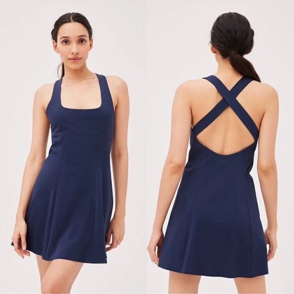 NEW Outdoor Voices Cross Back Exercise Dress in Navy Blue Size XL - Picture 1 of 16